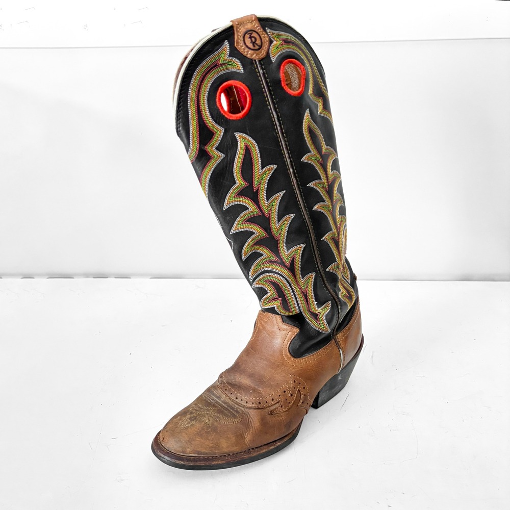 VTG Tony Lama RR1002 Buckaroo Mens Black Leather Western Cowboy Boots Size 8.5 D